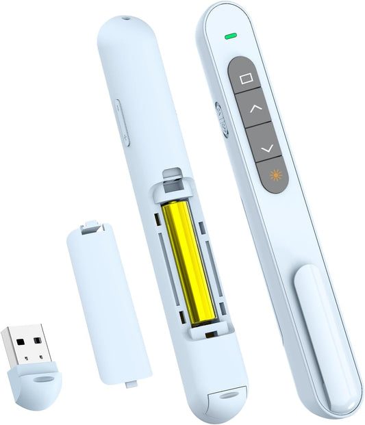 QUI Presentation Clicker for PowerPoint, RF 2.4GHz USB Wireless Presenter Remote with Volume Control, PowerPoint Clicker Slide Advancer for Mac, Windows, Laptop, Keynote