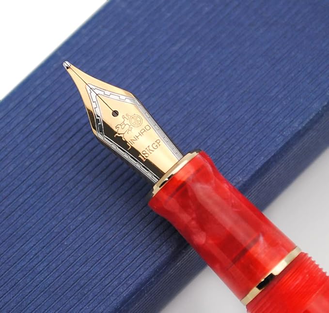 JINHAO 100 Fountain Pen with Ink Converter (Medium Nib 0.7mm, Cherry Red)