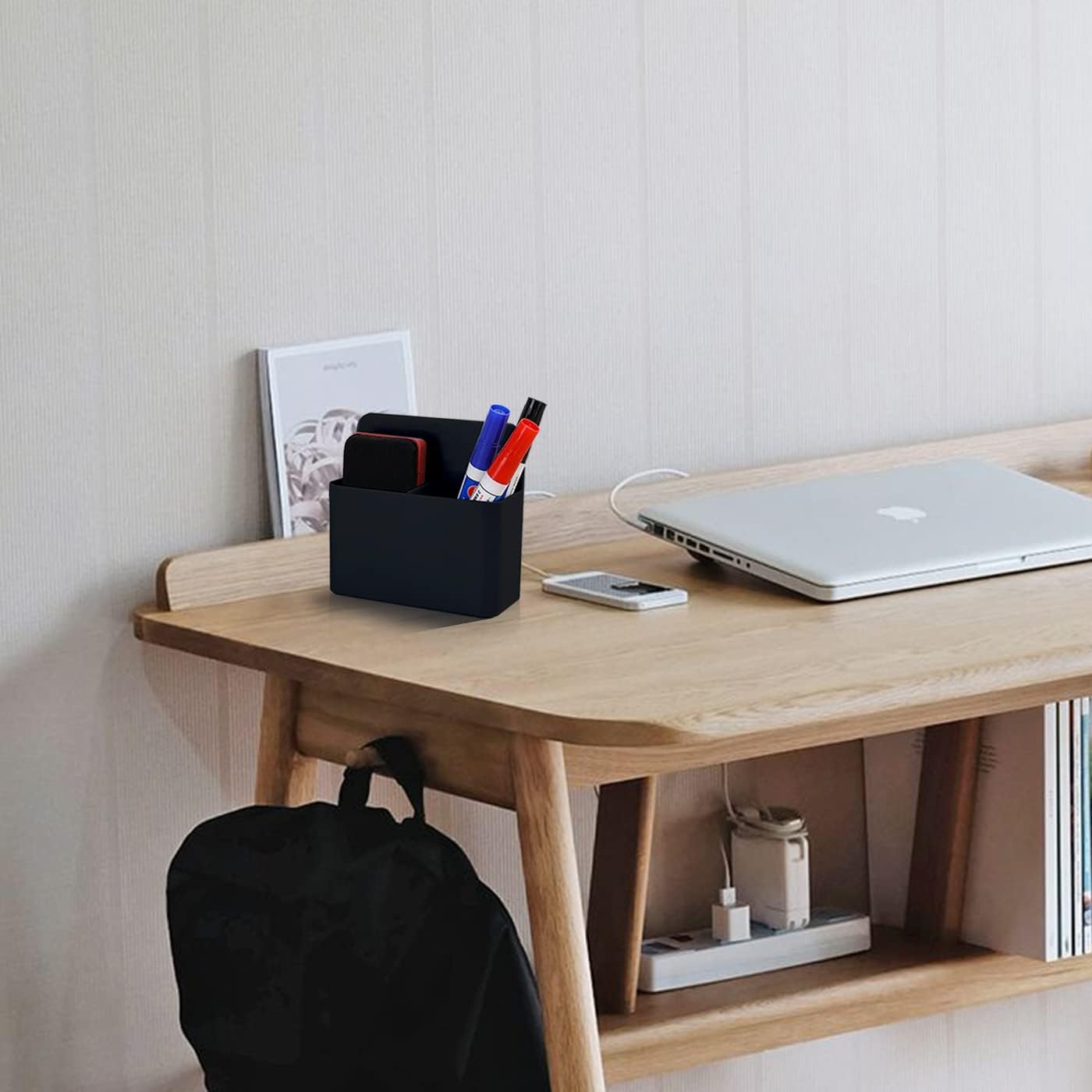 Magnetic Dry Erase Marker Holder - Multi-Surface Pen & Marker Holder for Fridge, Whiteboard, Locker - School, Office, Home - 1 Pack, Black