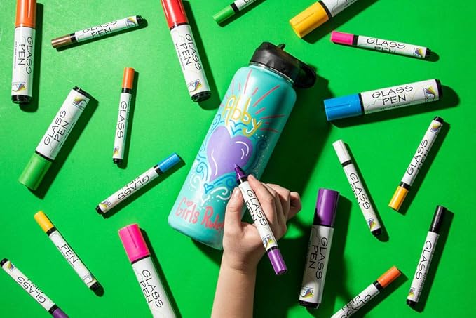 Glass Pen Window Marker: Liquid Chalk Pens for Glass, Whiteboard Markers with Washable Paint - Graduation, Car Windows, Mirror Pen, Storefront, Wedding, Parade, Party & Holiday (Green, Fine Tip)