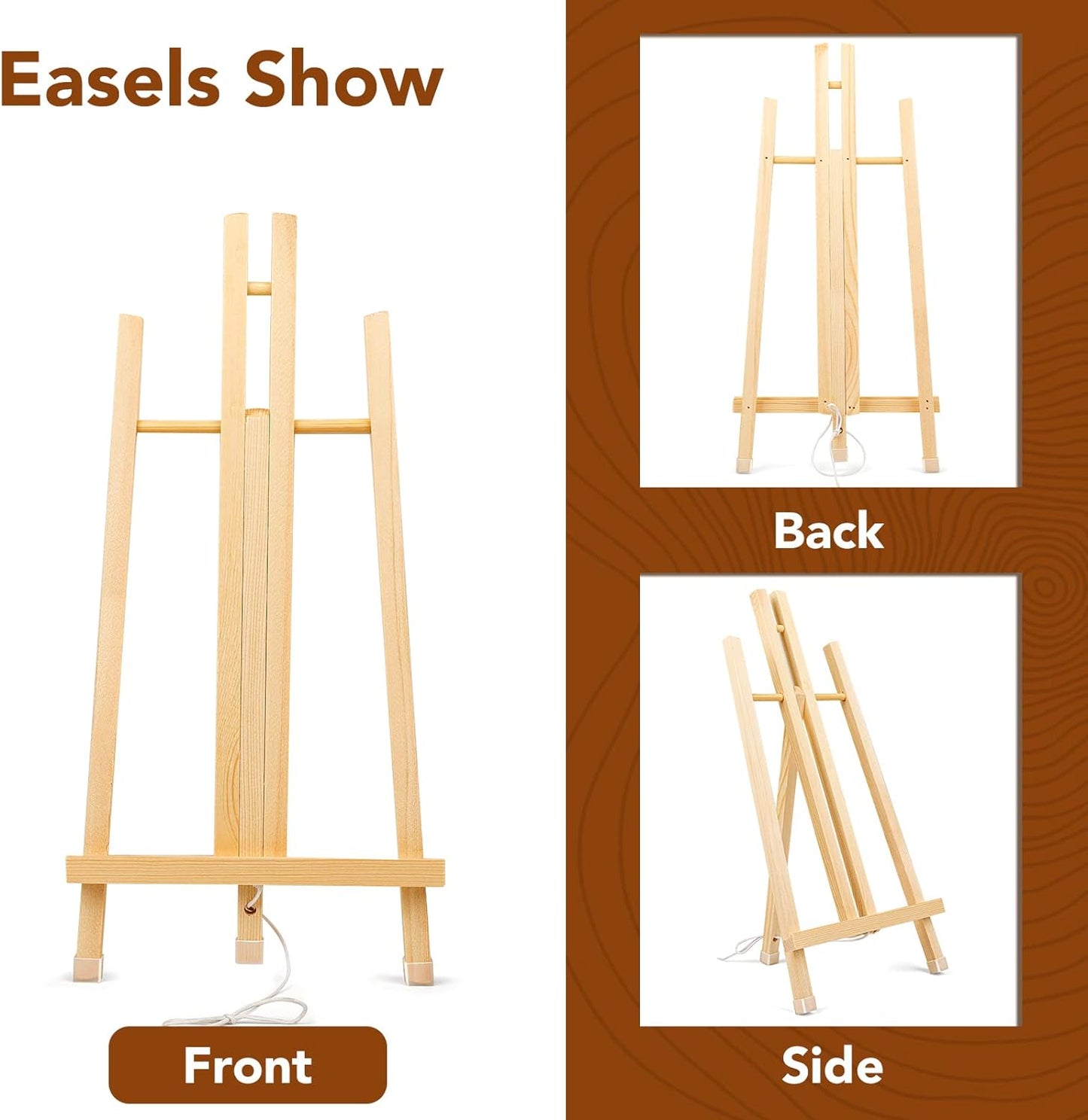 AROIC 8 Pack 15 Inch Wood Easels, Easel Stand for Painting Canvases, Art, and Crafts, Tripod, Painting Party Easel, Kids Student Table School Desktop, Portable Canvas Photo Picture Sign Holder.