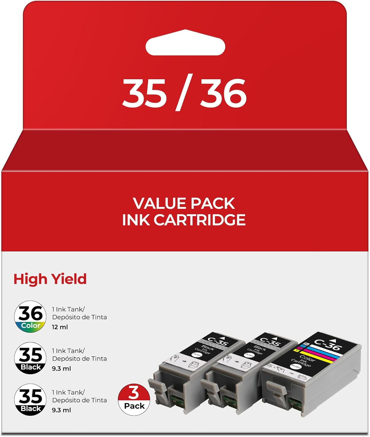 PGI-35 CLI-36 Ink Cartridges PIXMA TR150 PIXMA TR160 PIXMA iP110 PIXMA iP100 Compatible with Canon 35 36 Ink Cartridges Compatible for PIXMA TR150 TR160 iP110 iP100 TR 150 Printers (2-Black, 1-Color)