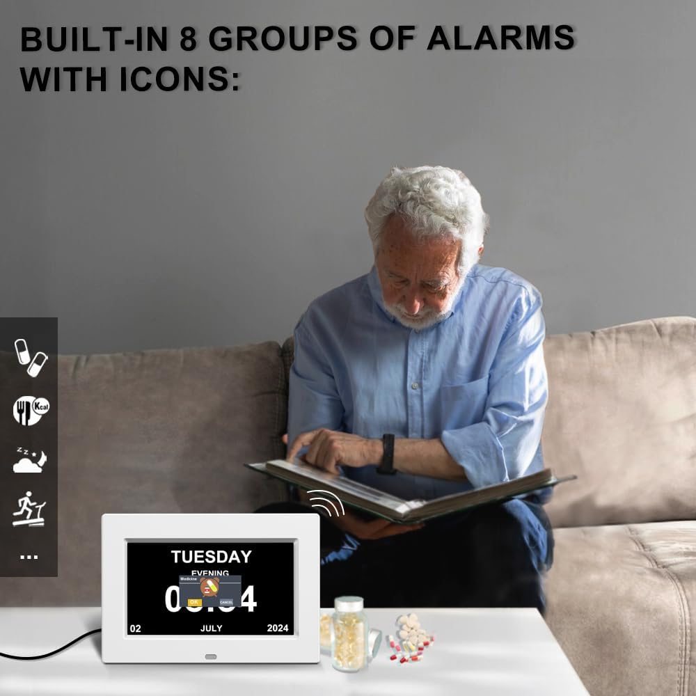 New Digital Weather Clock with Temperature Humdity Alarm Clock (7inch / White)