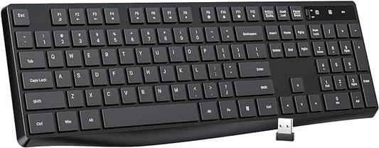 Lovaky MK98 Wireless Keyboard, 2.4G Ergonomic, Computer Keyboard, Enlarged Indicator Light, Full Size PC Keyboard with Numeric Keypad for Laptop, Desktop, Surface, Chromebook, Notebook, Black