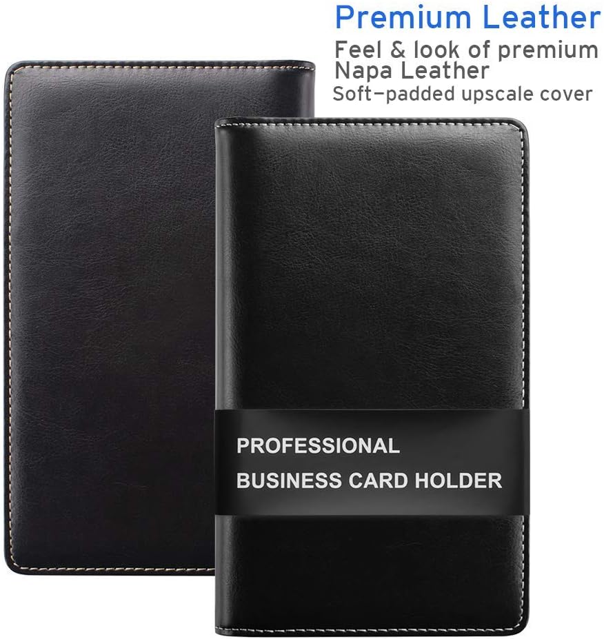 Sooez Leather Professional Business Card Book Holder Organizer, 240 Capacity Credit Card Booklet, PU Name Cards Holder Storage File for Men Women, Purple