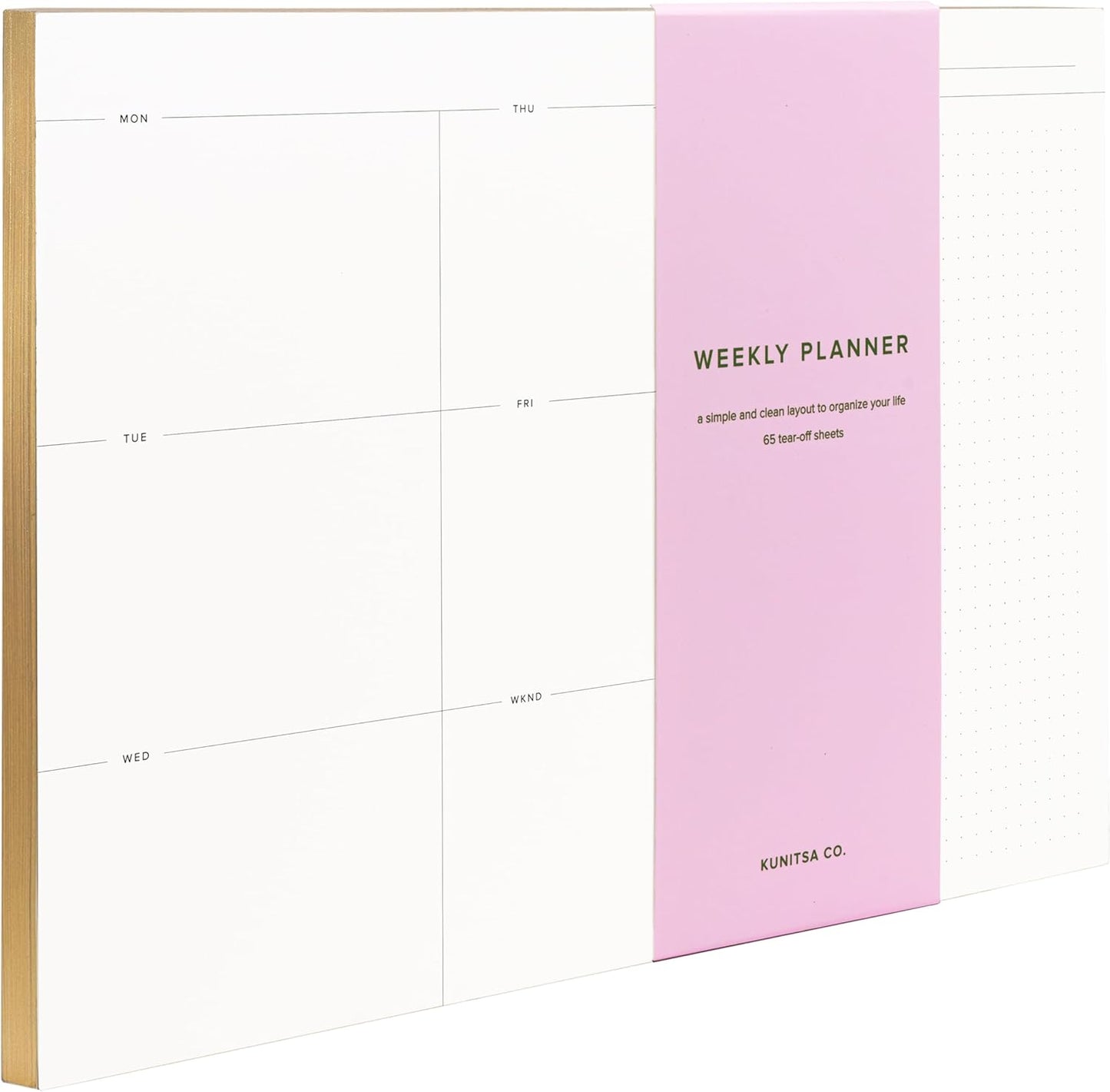 Daily and Weekly To-Do List Notepad – Desk Pad for Work and Study, Gold, 11.7x8.3 Inches