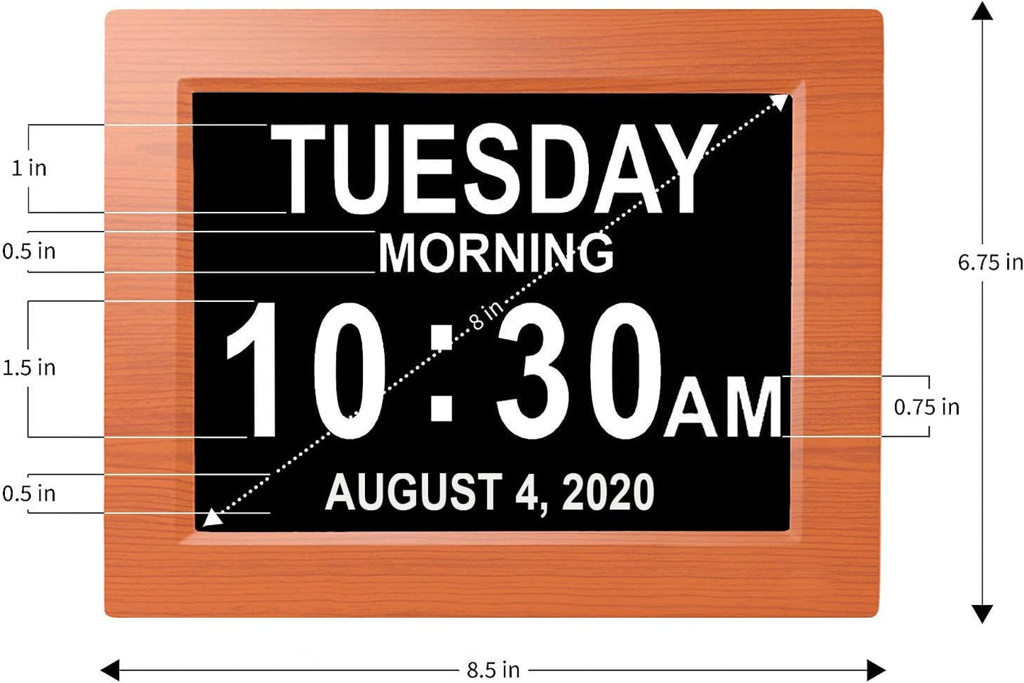 American Lifetime 【New 2025】 Dementia Clock Large Digital Clock for Seniors, Alzeimer Clock Large Display with Custom Alarms, Clock with Day & Date for Elderly, Digital Calendar Brown Wood