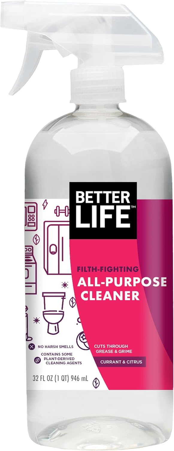 Better Life Multi Surface Cleaner - Plant Derived Cleaner Spray, Non-Toxic All Purpose Cleaners, Eco-Friendly Non Toxic Cleaning Supplies for Home, Currant and Citrus Scent, 32 Fl Oz