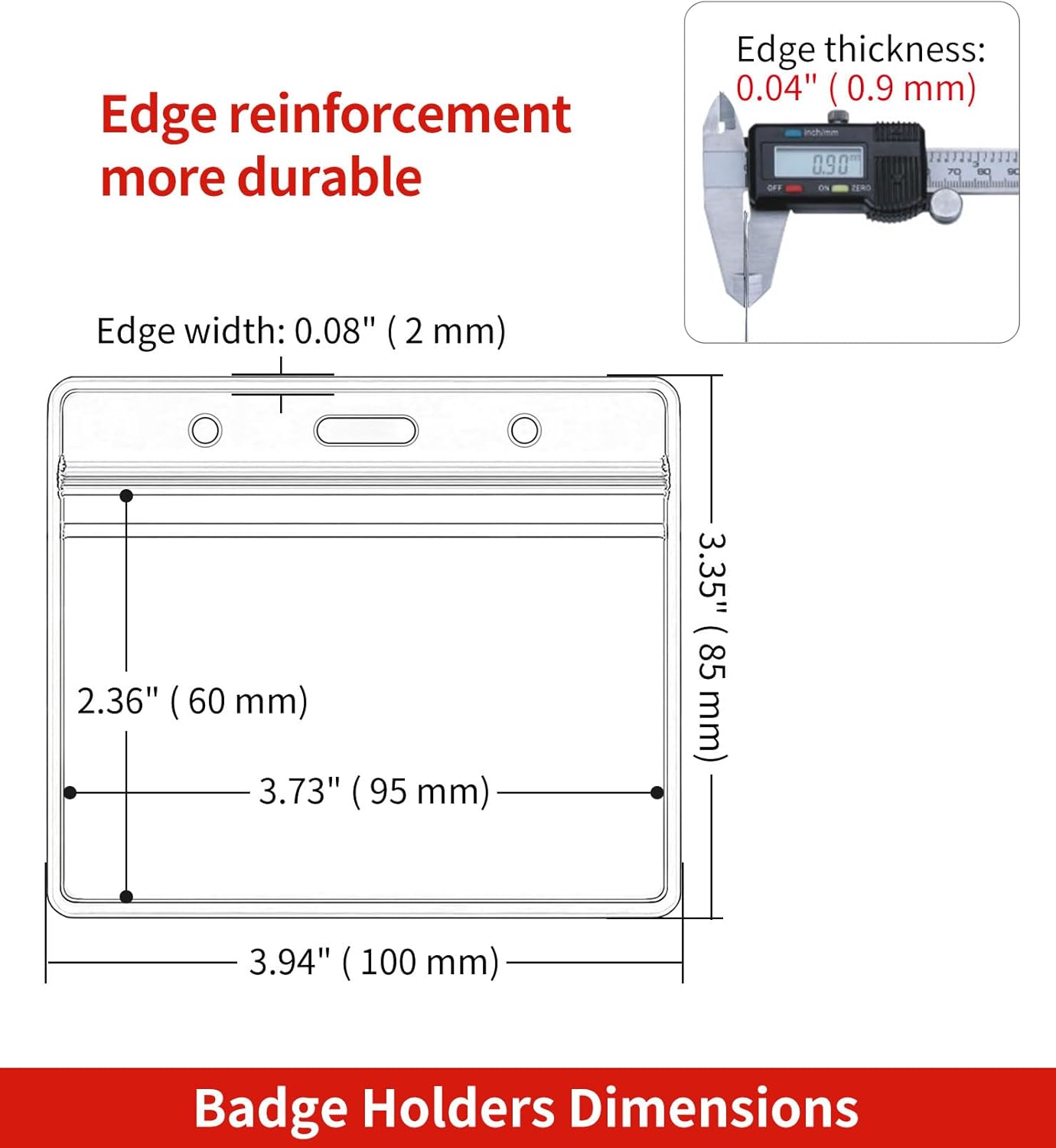 100 Pack Horizontal Clear ID Badge Holder, Plastic Name Badge Holders, Key Card Protector Cover Sleeve with Waterproof Resealable Zipper for Nurses Lanyard, Work I'd