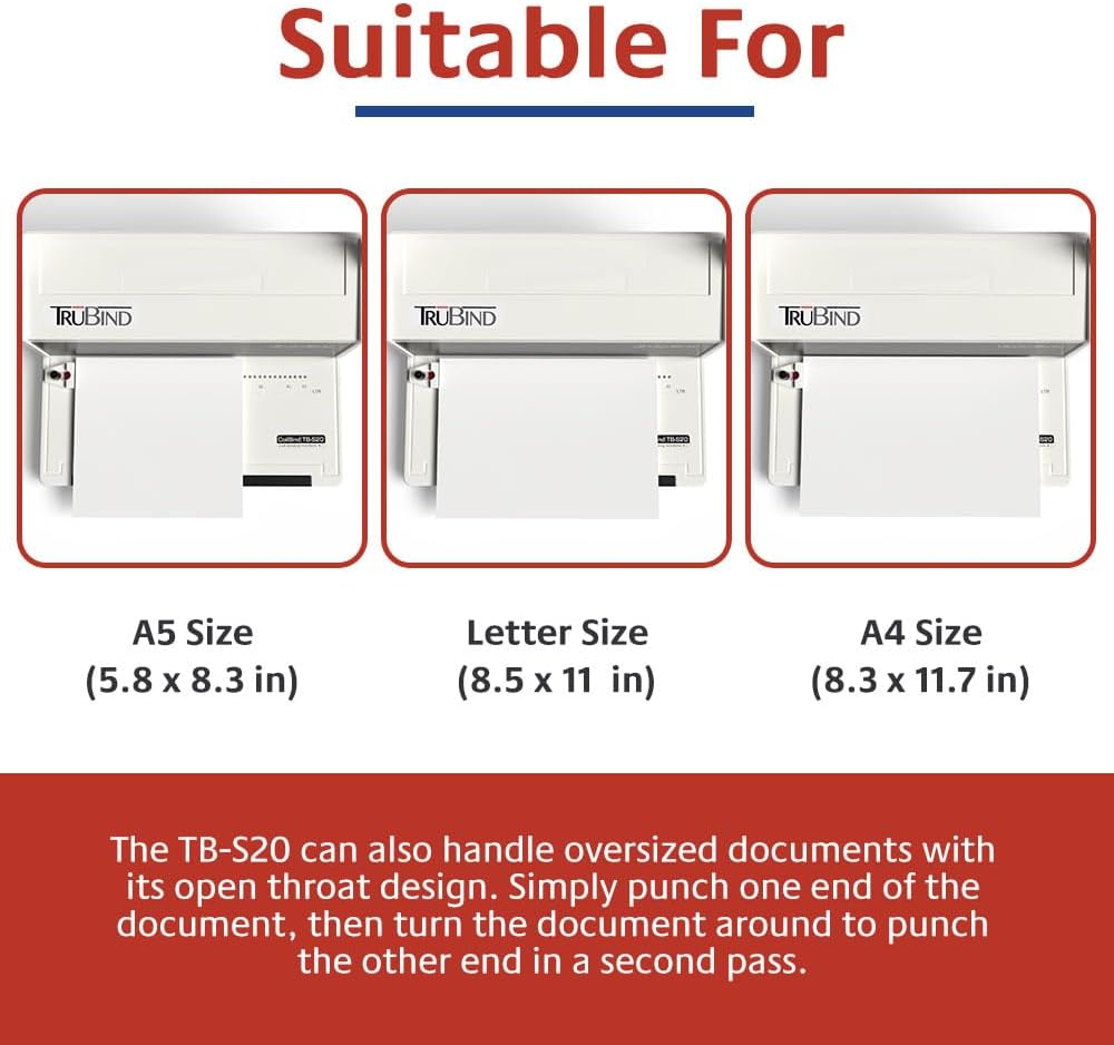 TruBind Manual Coil Binding Machine with Adjustable Side Margin | 20 Sheet Punch Capacity | Bind up to 440 Sheets with 4:1 Pitch | 2-Year Warranty | Heavy-Duty Coil Crimping Pliers Included