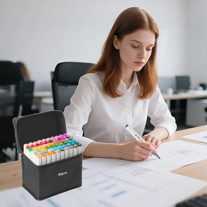 Y YOMA 60 Color Alcohol Markers Dual Tip Art Drawing Coloring Marker Permanent Sketch School Supplies Aesthetic Gift for Kids Adults Comic Anime Manga Illustration