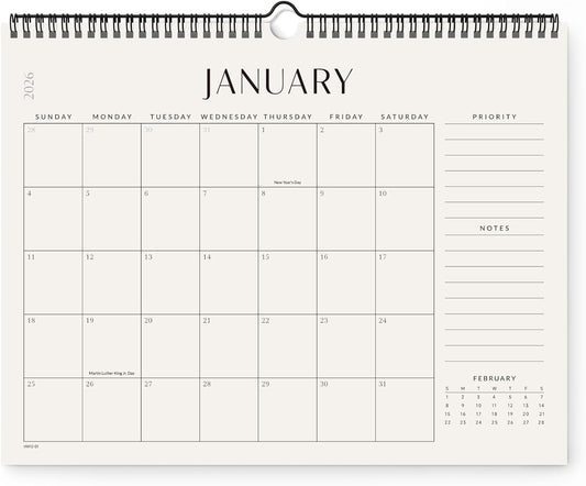 Jotsome Wall Calendar 2025-2026, Monthly Wall Calendar From Now to December 2026 14.2x11.2 inch for Home and Office, Easy Planning