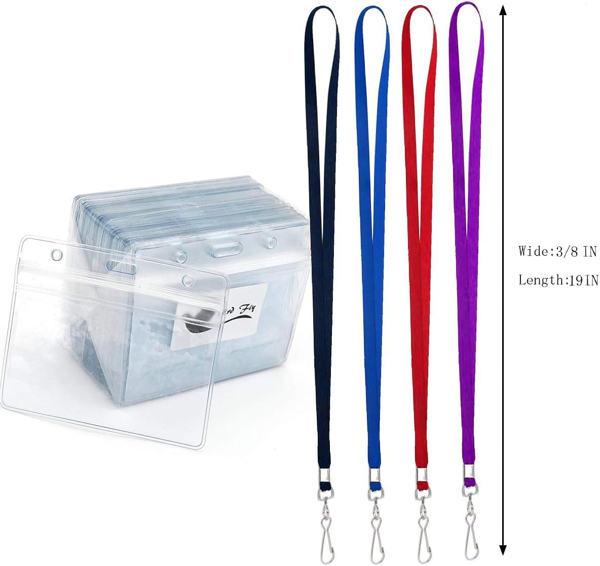 Lanyards with Id Holder Name Badges Name tag Badge Holders with Neck Red Lanyard Swivel J-Hook Clip Waterproof Nametags Protectors Nurse School Kids 50 Pack