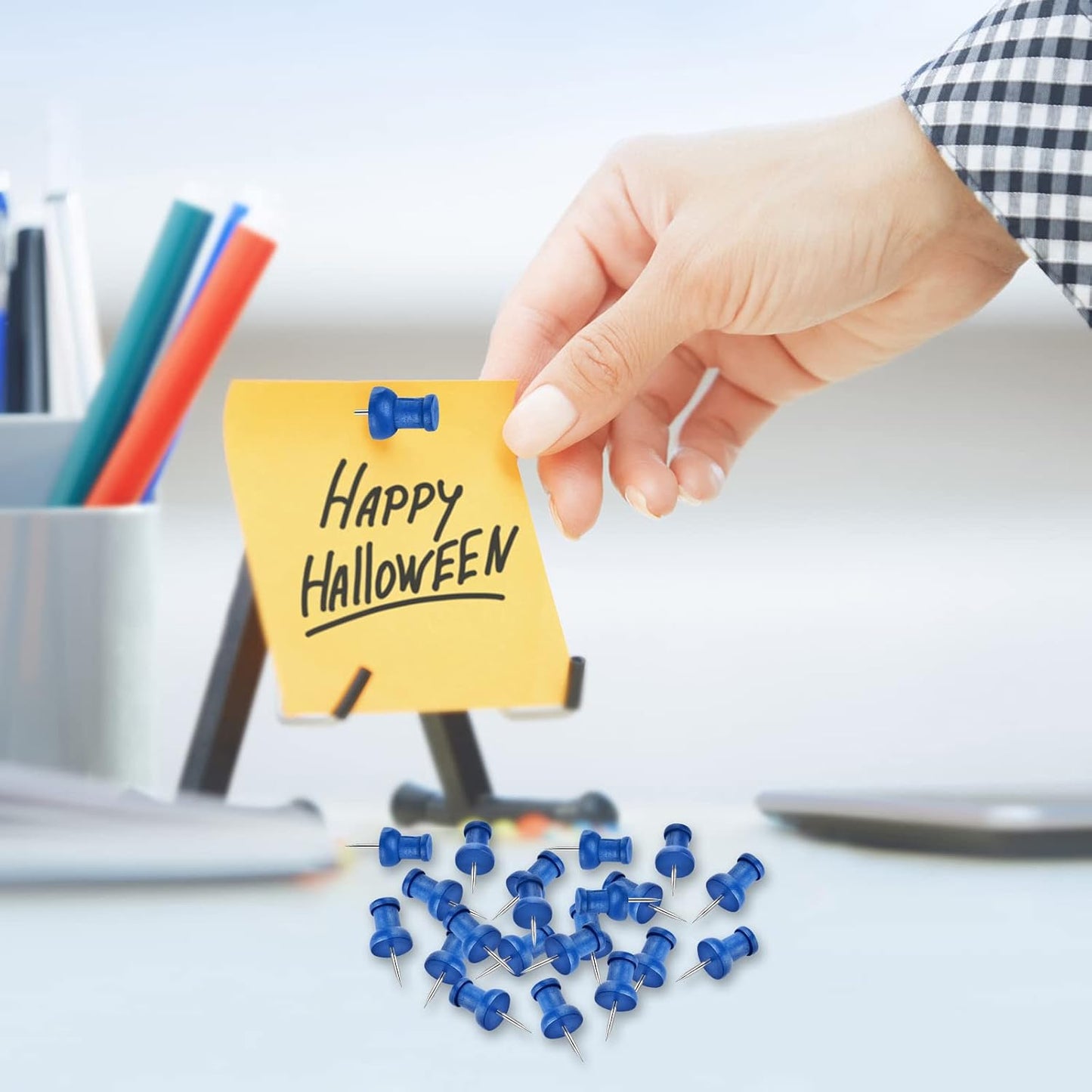 40Pcs Wood Push Pins, Decorative Thumb Tacks, Wooden Pins and Tacks, Cork Board Thumbtacks, Cute Thumbtack for Wall and Bulletin Board, Map Pins