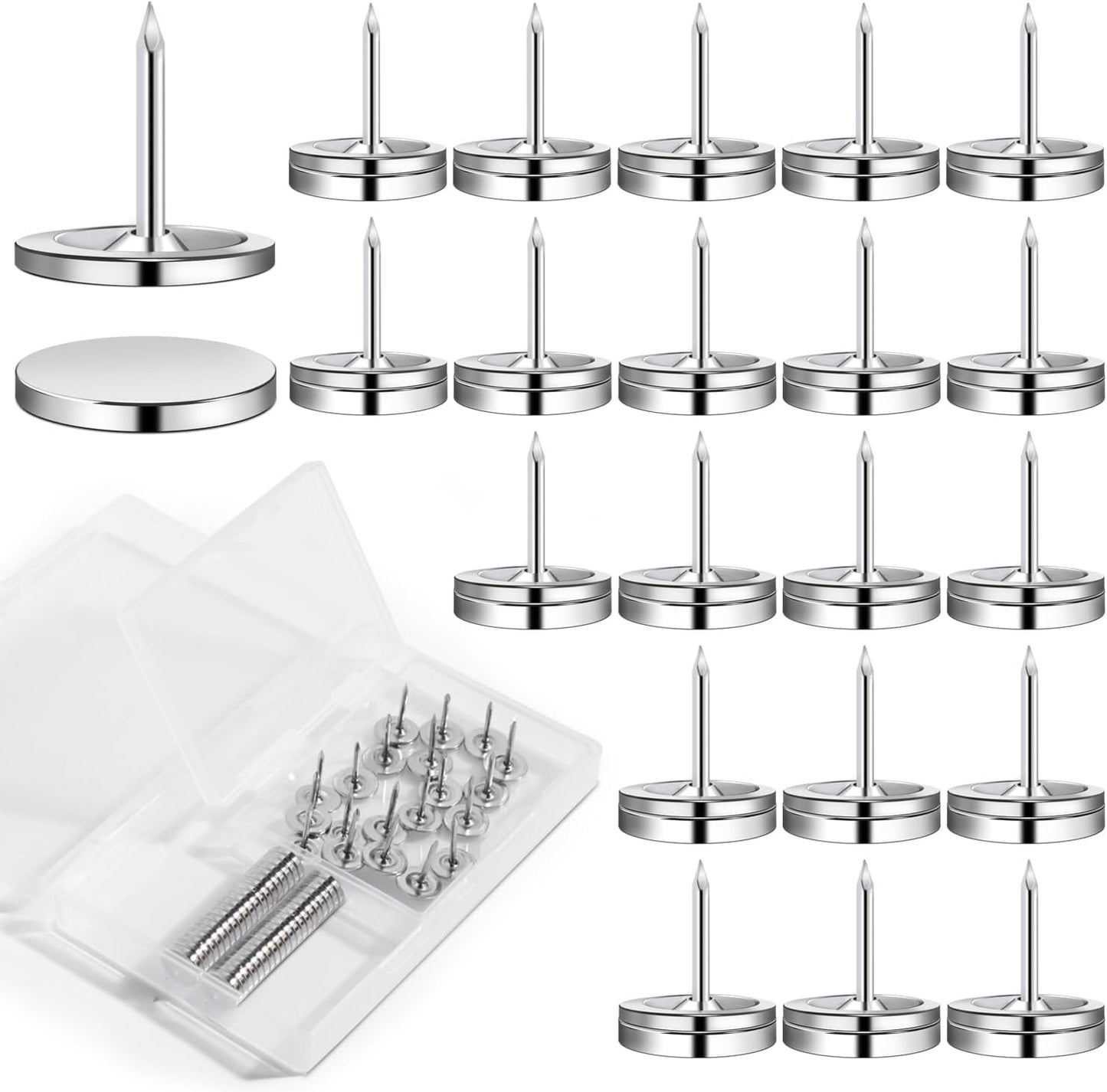 rhinocats Magnetic Push Pins, 100 Sets Magnet Thumbtack for Wall Bulletin Board Strong Decorative Pushpins Clip for Map Picture Hanging Kit Poster Holder