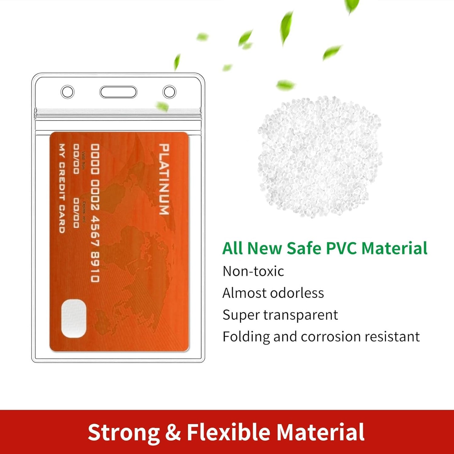 100 Pcs Clear ID Badge Holder, Vertical Plastic Name Tag Protector, Key Card Cover Sleeve, Work I'd Badge Badge Holders with Waterproof Resealable Zipper for Nurse Lanyard