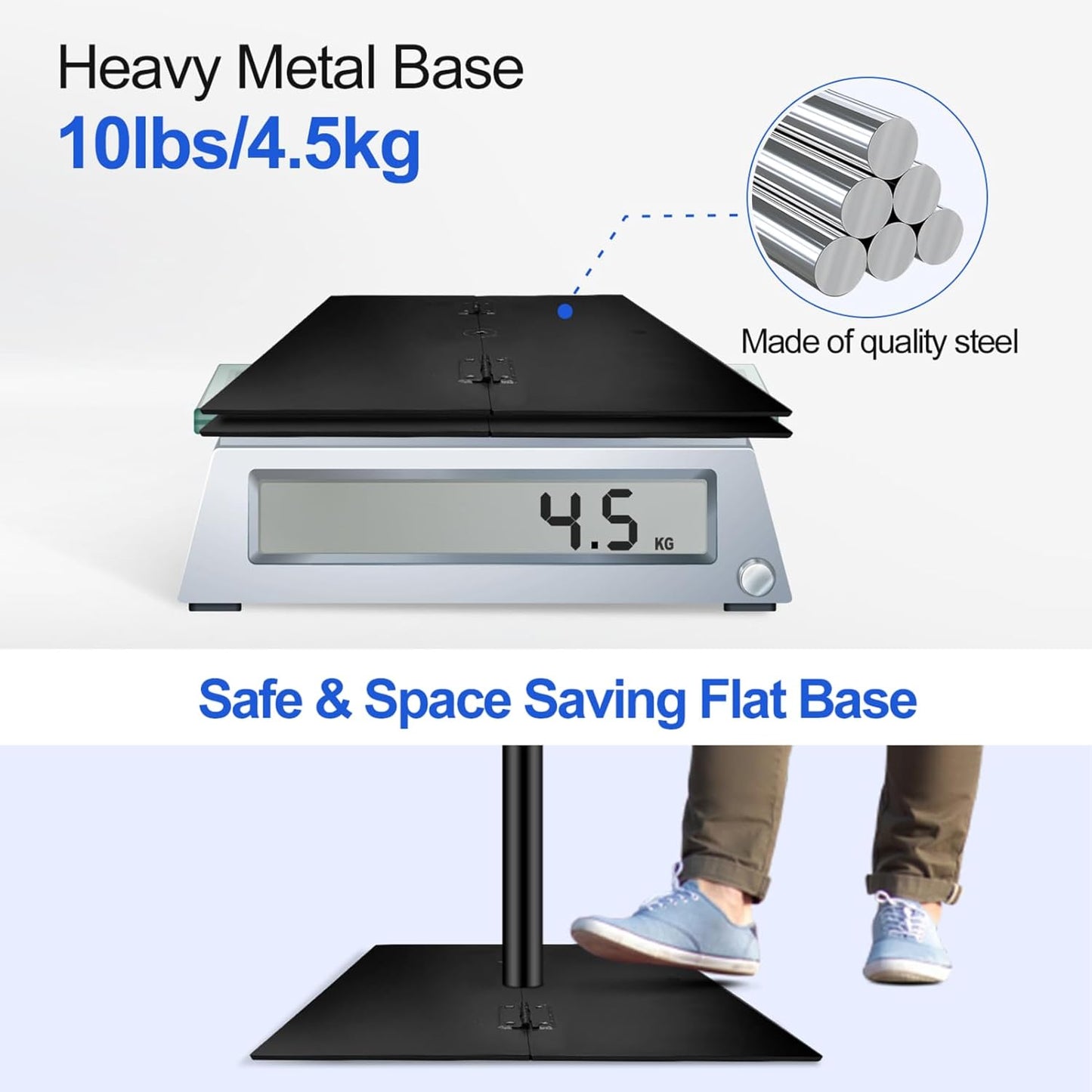 EMART Backdrop Stand, 10x10ft Width Adjustable Photography Background Support Poles with Heavy Duty Flat Base, Photo Metal Steel Pipe and Drape Frame Kit for Parties Birthday Wedding - Black