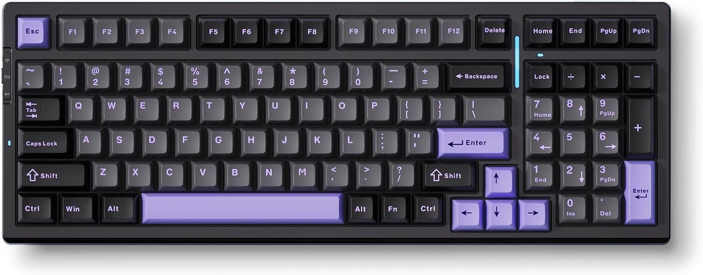 G98 PRO Wireless Mechanical Keyboard, Tri-Mode Connection Gaming Keyboard, Hot Swappable Custom Gasket Structure, Pre-lubed Linear Switches, Double Shot PBT Keycaps RGB LED Backlit Purple&Black