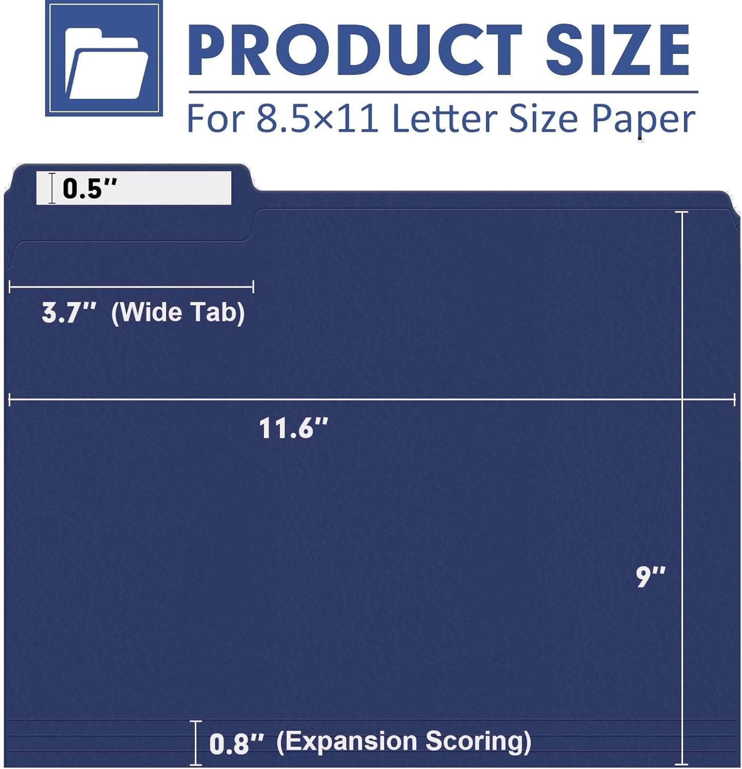 File Folder, PANDRI 120 Pack File Folder, 1/3 Cut Tab, Letter Size, Filing Folder for Office School Business, Dark Blue