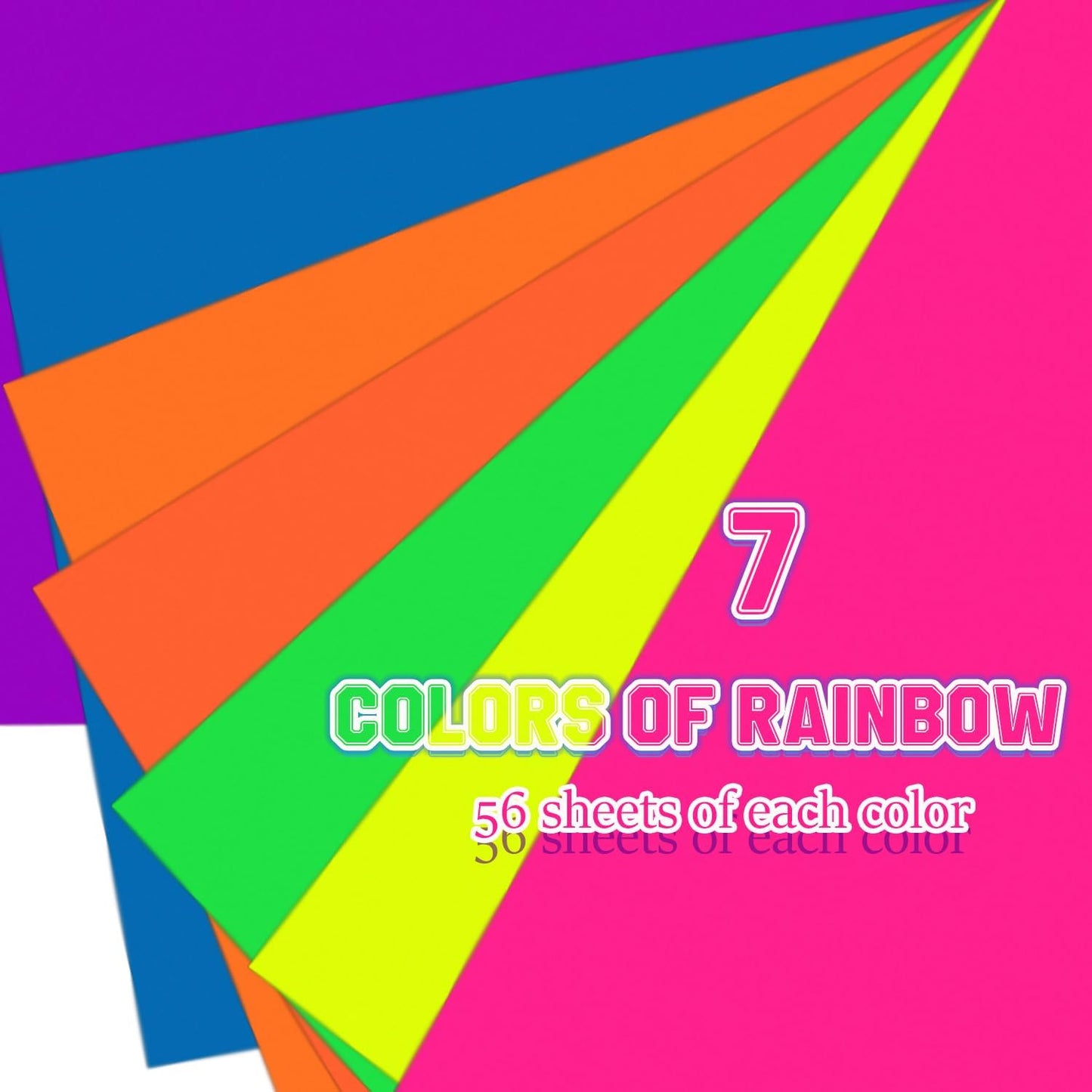 Colored Cardstock 5 in x 7 in,56 Sheet Fluorescent Neon Index Paper 250 GSM/90 LB HeavyWeight Card Stock Set of 7 Colors for Cutting DIY Art Craft
