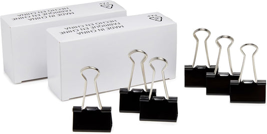 Amazon Basics Binder Paper Clips, Medium Clip (Small Box), 24 Count, 2 Pack of 12, Black