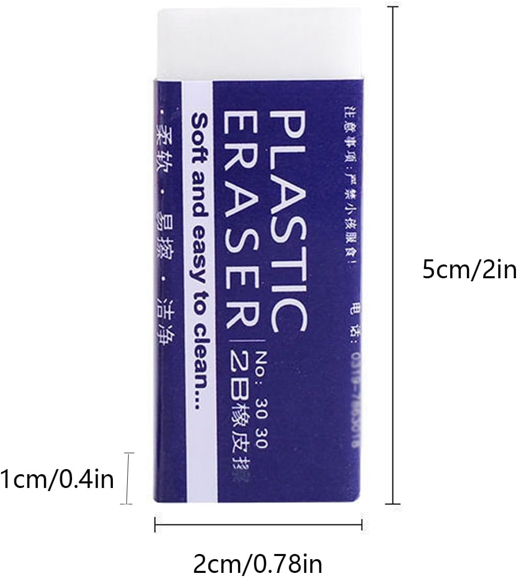 Dreamm White Rectangular Rubber Pencil Erasers 12 Pack for Kids, Students, Office