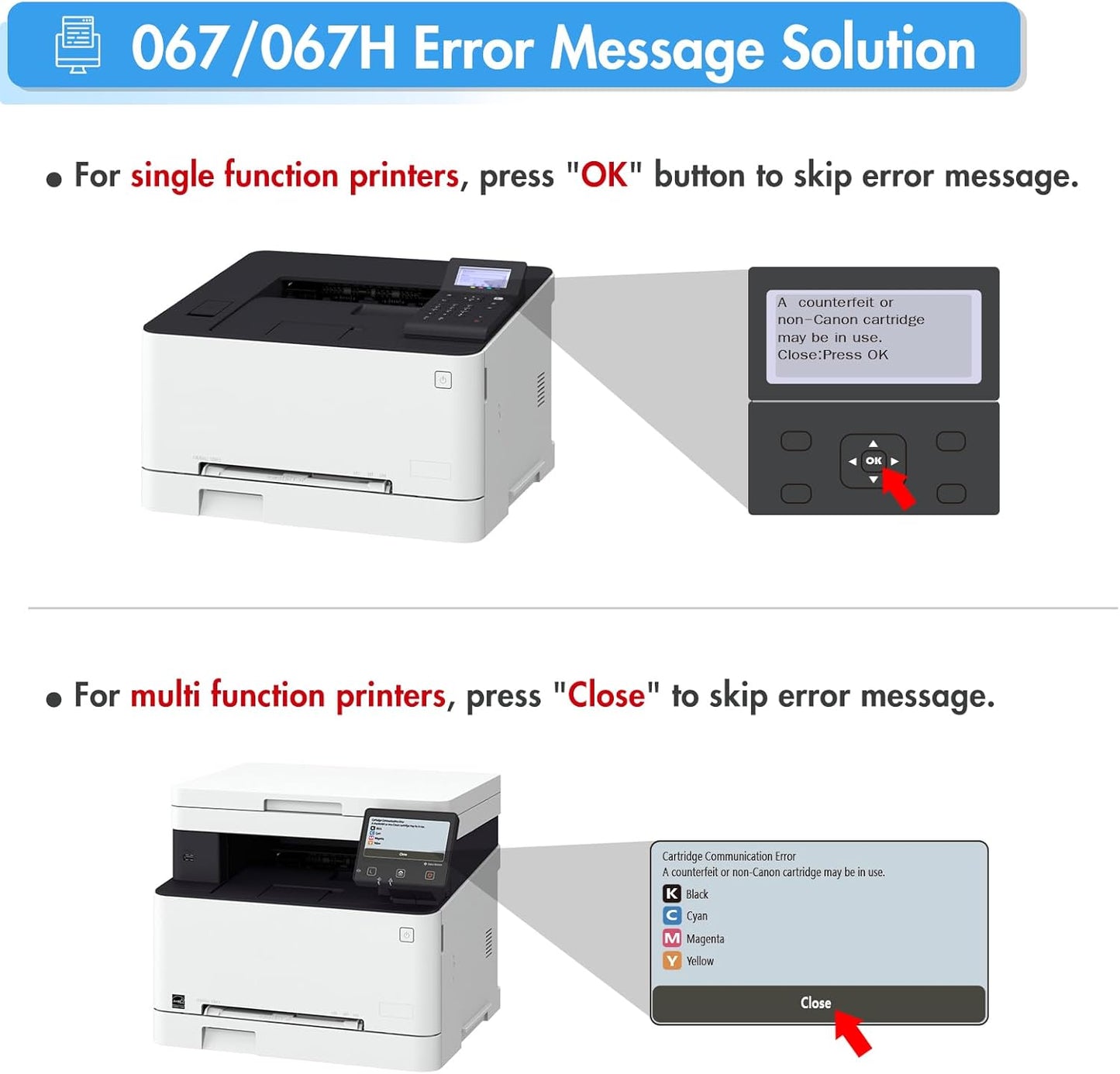 067 Toner Cartridge Set 067H MF656Cdw MF654Cdw Compatible for Canon 067 Color ImageCLASS LBP632Cdw LBP633Cdw MF653Cdw Printer High Yield Ink 4 Pack