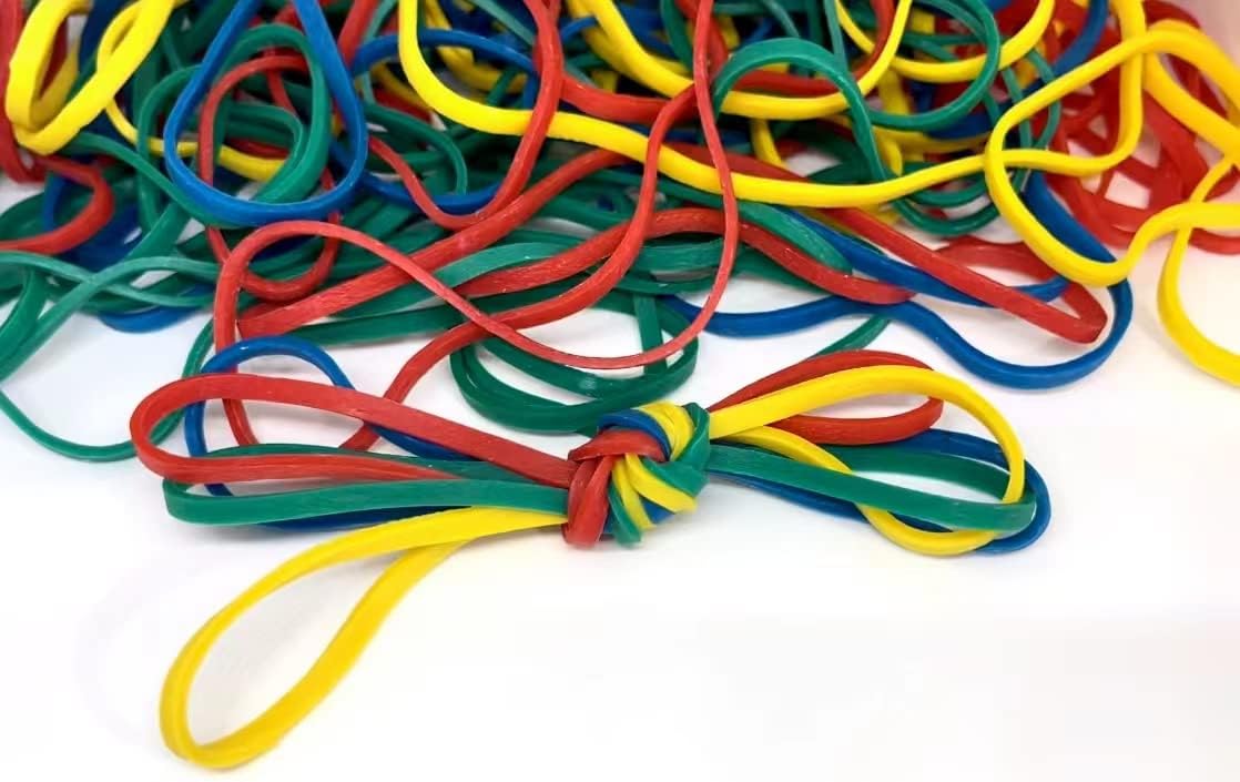 Rubber Bands, Size 117(7" x 1/8''), Colorful Non Latex Rubber Band Bulk, Stretchable Rubber Bands Office Supplies, Durable Elastic Bands for Files Folders Bank Paper Bills Money Mail, 50g Bag