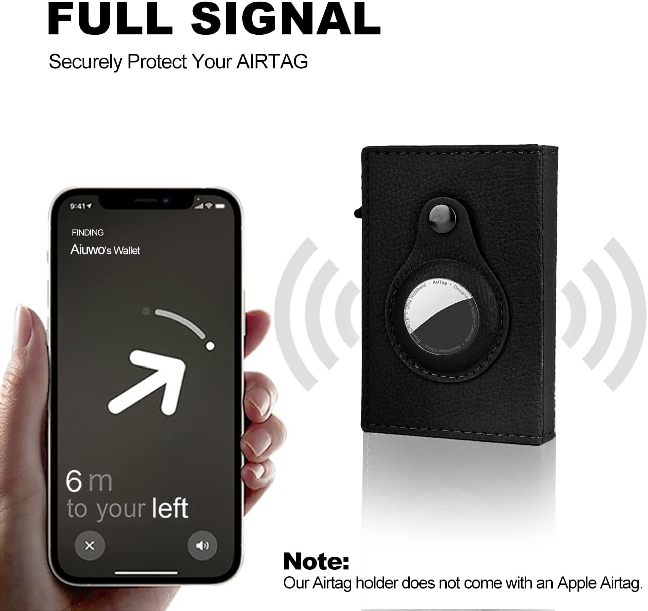 Aiuwo Airtag Wallet for Men,Mens Wallet Card Holder,Smart,Slim,Minimalist Wallet,Credit Cards Holder RFID Blocking Wallet (Airtag Wallet, Lichee Black)