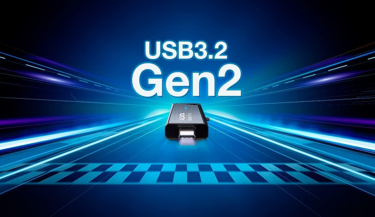 ADATA Elite UE800 1TB USB Type-C USB 3.2 Gen2 Flash Drive Portable SSD Up to 1000MB/s Read/Write (AELI-UE800-1T-CSG), Compatible with iPhone 15 Pro Series/Android/PlayStation 5