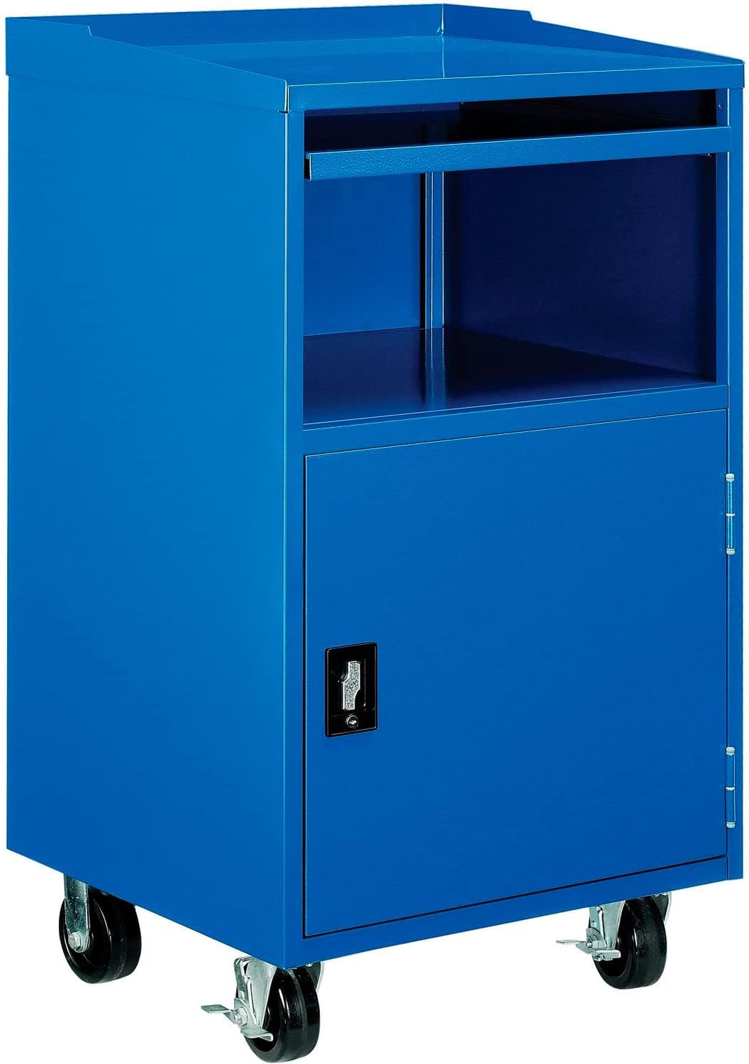 Global Industrial Mobile Computer Cabinet, Blue, 27" W x 24" D x 49-1/4"H