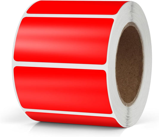Red Rectangle Stickers 2 x 1 Inch Color Coding Labels Vinyl Roll Self-Adhesive Waterproof Removable 500 PCS