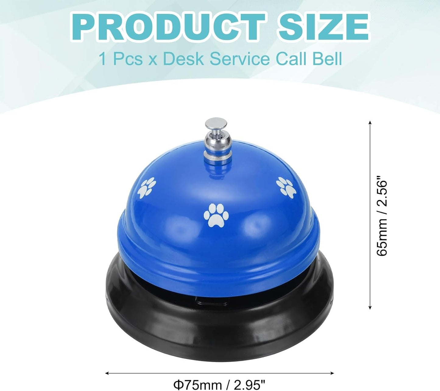 uxcell Desk Service Call Bell, 2.95 Inch Metal Dinner Service Bell Ring for Hotel Restaurant Reception Area and Wedding Party Events, Light Blue