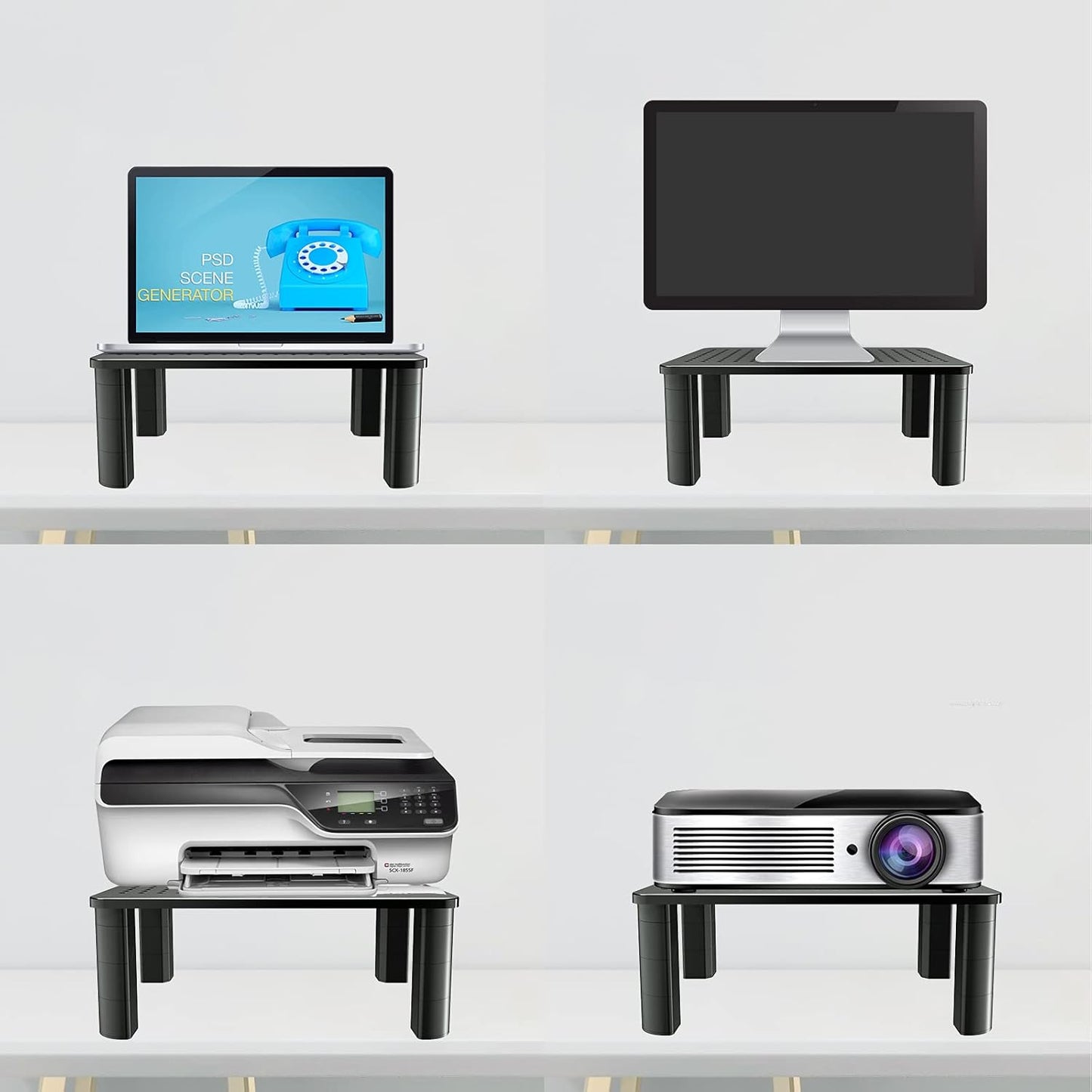 Pholiten Monitor Stand Riser 3 Height Adjustable, Desk Organizer for Monitor with Airflow Vents, Laptop Stand for Desk, Up to 44lbs