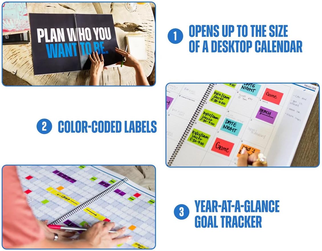 The Big A## Mid-Year Monthly Planner 2025–2026 – Mobile Desktop Calendar – Dry Erase Whiteboard – Fold-Out Design – Marker & Labels Included – 11x14" Expands to 22x14" – Blue
