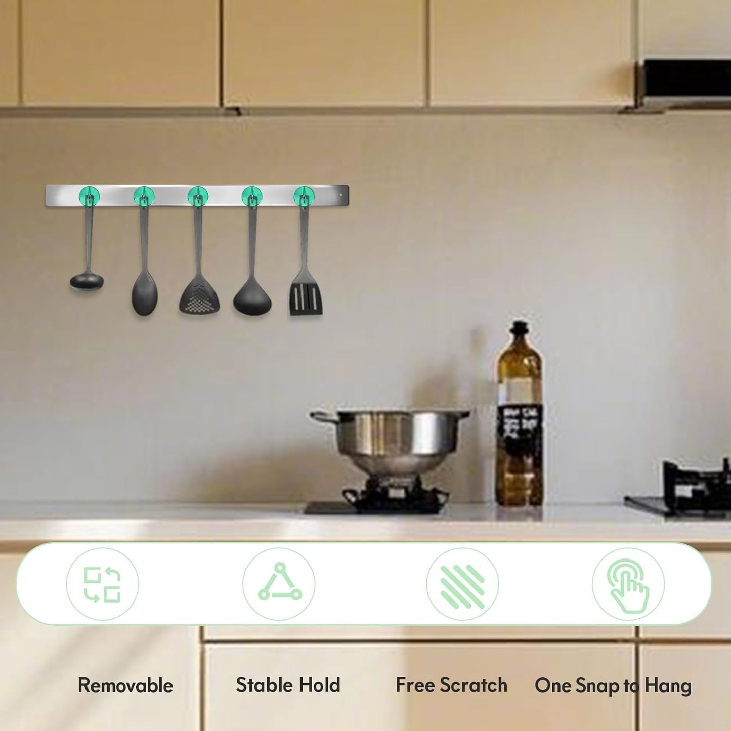 Neosmuk Magnetic Hooks, Heavy Duty 170lb Strong Magnets for Cruise Cabins, Ship Essentials, Large Metal Hooks for Hanging on Fridge(Green,Pack of 4)