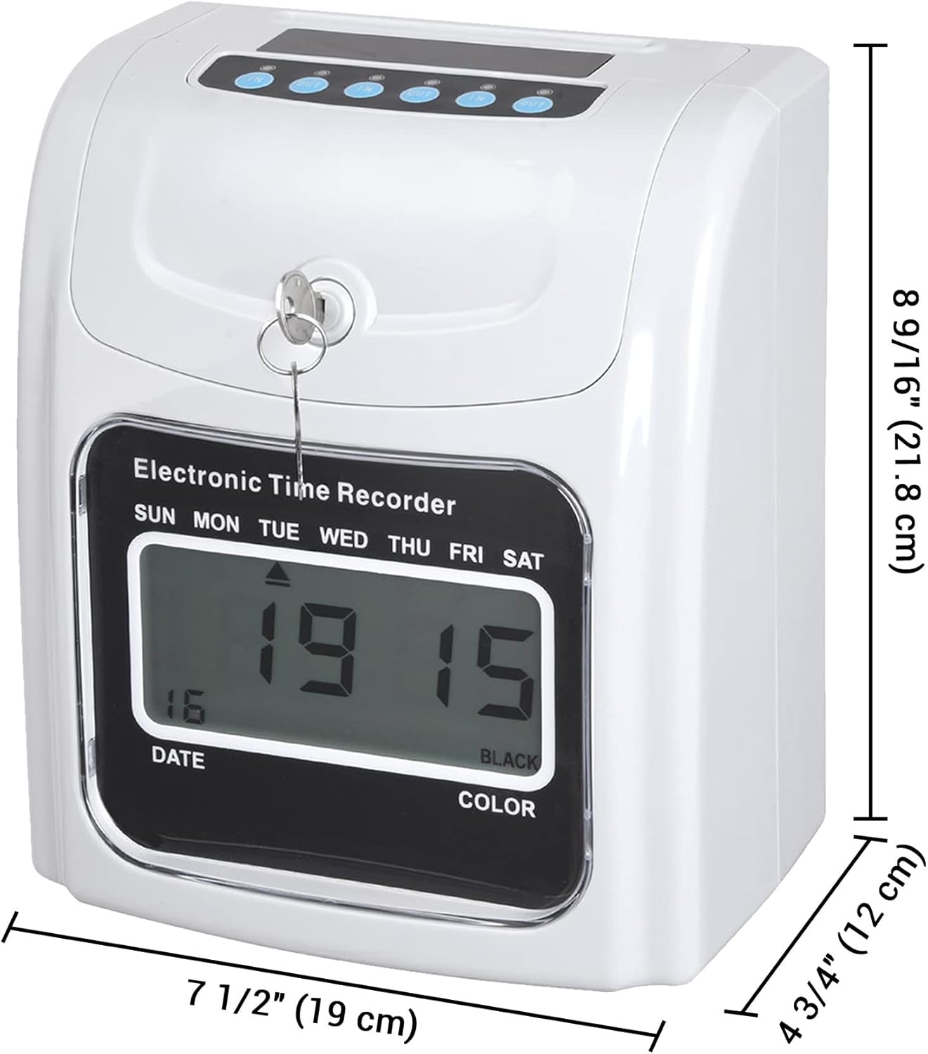 Yescom Employee Attendance Punch Time Clock Payroll Recorder LCD Display w/ 100 Cards