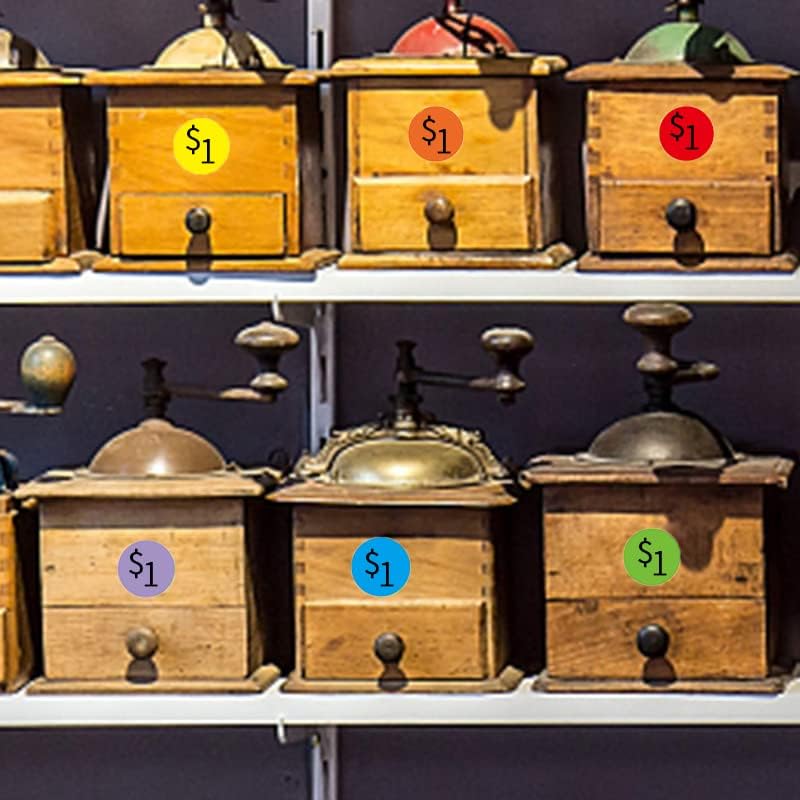 1 Inch Removable Color Code Dot Sticker Round Labels,Garage Sale Stickers Price Tags Label Blank Yard Sale Circle Dot Stickers Removable Writable Not Blurry (1080 Pack,9 Colors)