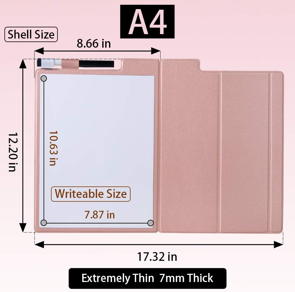 Portable Small White Board Dry Erase Board with Stand 9" x 12" Magnetic Whiteboard Desktop Small Whiteboard with Pink PU Cover Case for Kids, Adult, Office, Home, School