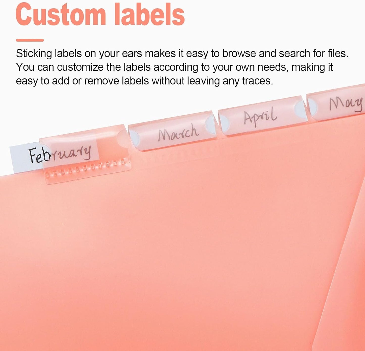 Koqye A4 Dividers for 3 Ring Binder, 8-Tab Purple Folder Dividers with Pockets, Durable Plastic Binder Dividers with Tabs, Plastic Binder Dividers for School & Office Supplies (Orange - 3 Sets)