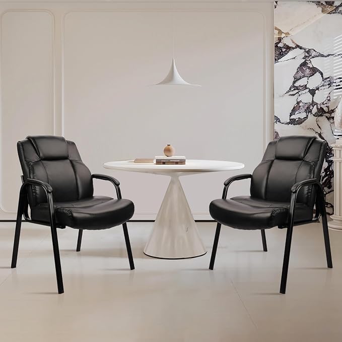 CLATINA Big & Tall 500 lb. Guest Chair, Leather Reception Chairs with Padded Arm Rest for Waiting Room Office Home and Meeting Conference-Black, 4 Pack