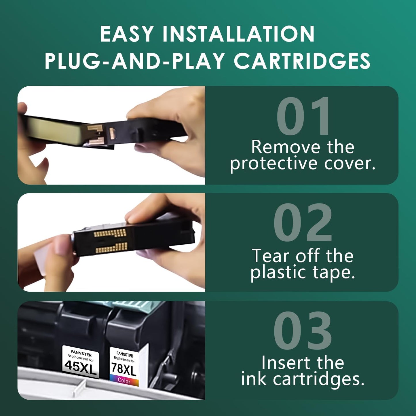 45 78 Ink Cartridge Combo Pack Compatible for HP Deskjet 1220c-ps 930C 952C 970Cxi Color Copier FAX 1220 PhotoSmart 1115 1215(1 Black, 1 Color)