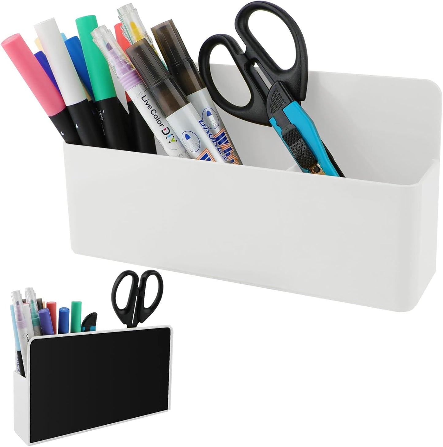 Magnetic Pen Holder,3 Compartments Magnetic Dry Erase Marker Holder,Extra Strong Magnet Storage Marker Pen Pencil Organizer for Refrigerator,Whiteboard,Locker Accessories(Long Style)