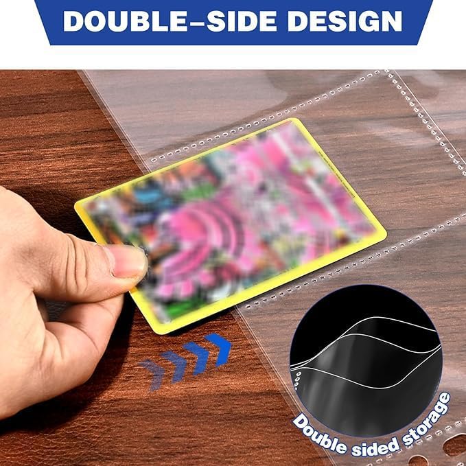400 Pack 9 Pocket Double Side Card Sleeves Binder Sheets, Holds 7200 Cards, Trading Card Binder Sleeves for 3 Ring Binder, Card Sleeve Pages for Baseball, Football, Business, TCG, Kpop Cards
