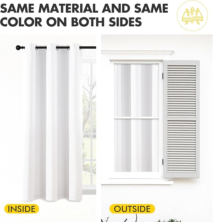 MIULEE Pure White Room Darkening Curtains - Grommet Top Bedroom Window Treatment Curtains Thermal Insulated Drapes for Living Room Kitchen Light Blocking Drapery, 40 x 54 Inches Long, 2 Panels