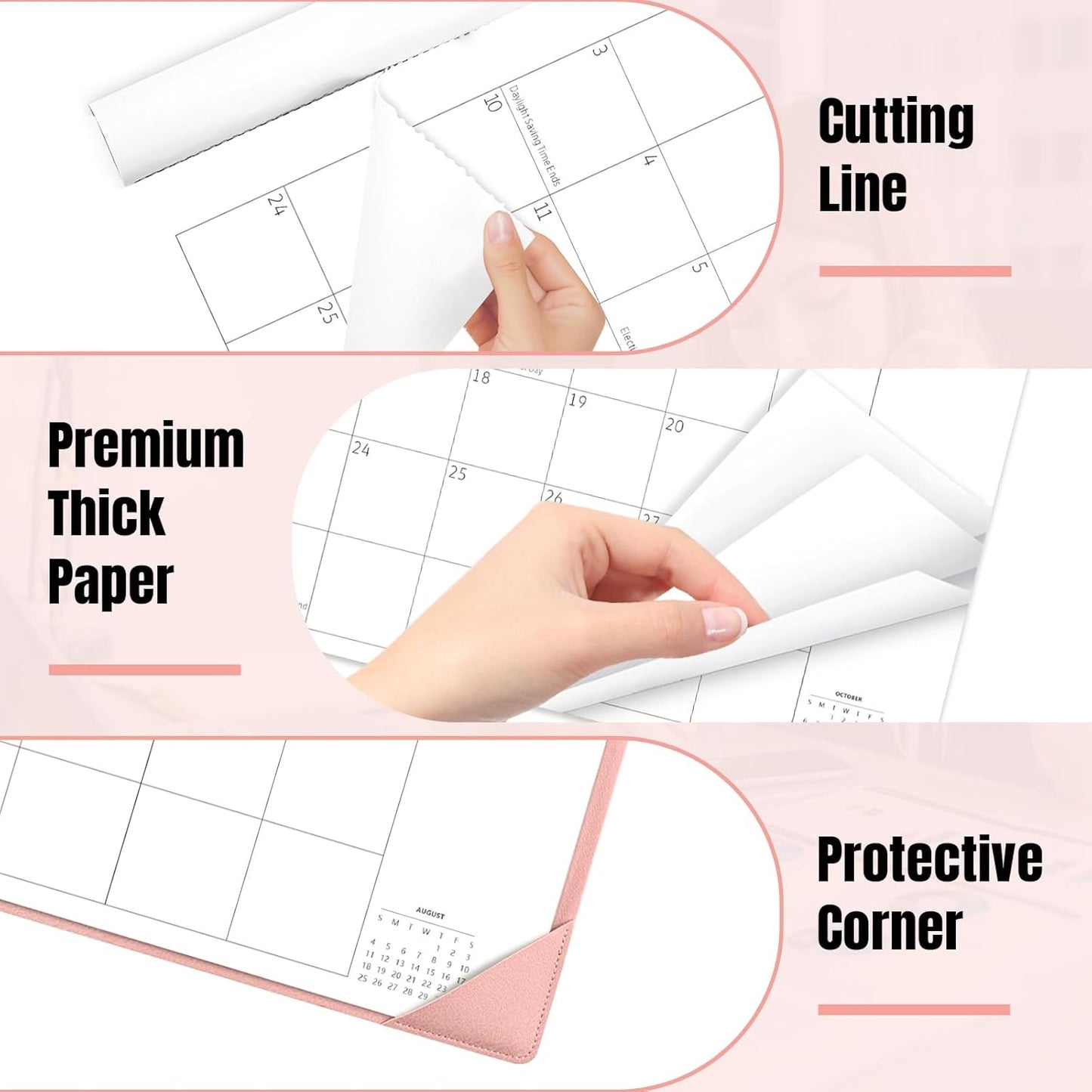 Gannyfer Desk Calendar 2025-2026, July 2025-Dec 2026, 18 Monthly Large Calendar 2025-2026, 22" x 17" Desktop Pad Calendar for Planning and Organizing In Your Family, School or Office-Pink(6 Stickers Included)