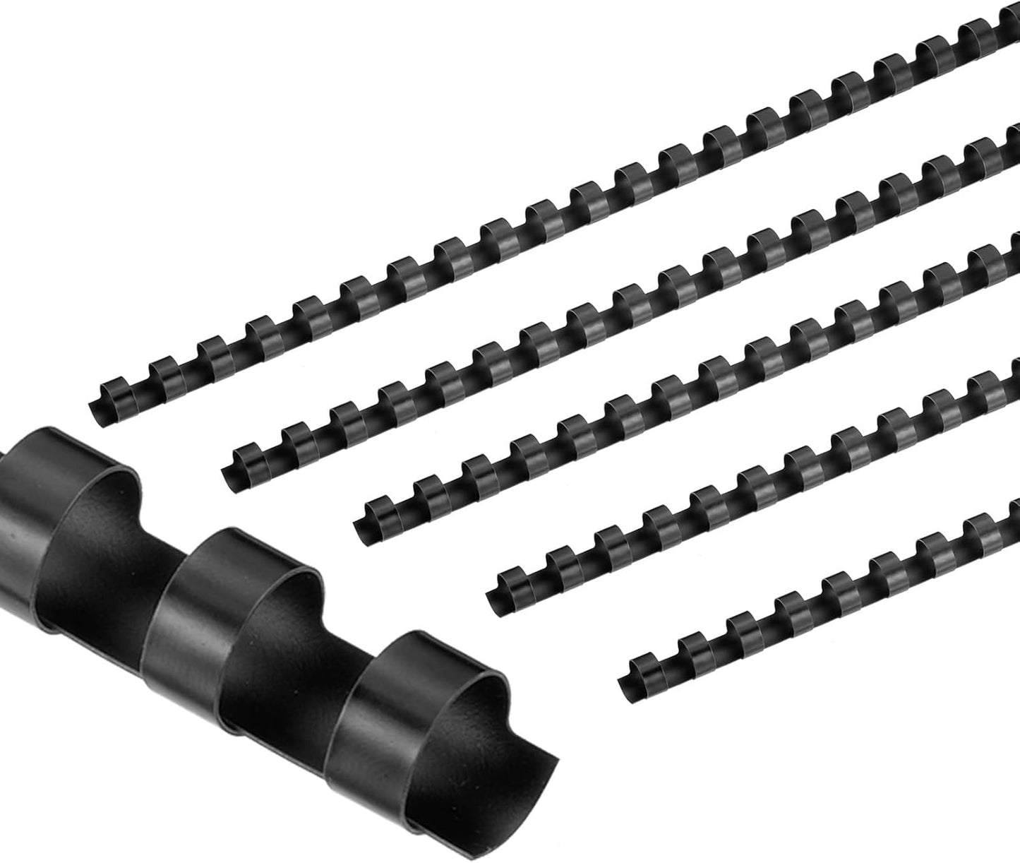 PATIKIL 10mm (3/8") Plastic Binding Combs, 100 Pcs 21 Rings Comb Binding Spines 60 Sheet Capacity Letter Size for Binding Paper Sheets, Black