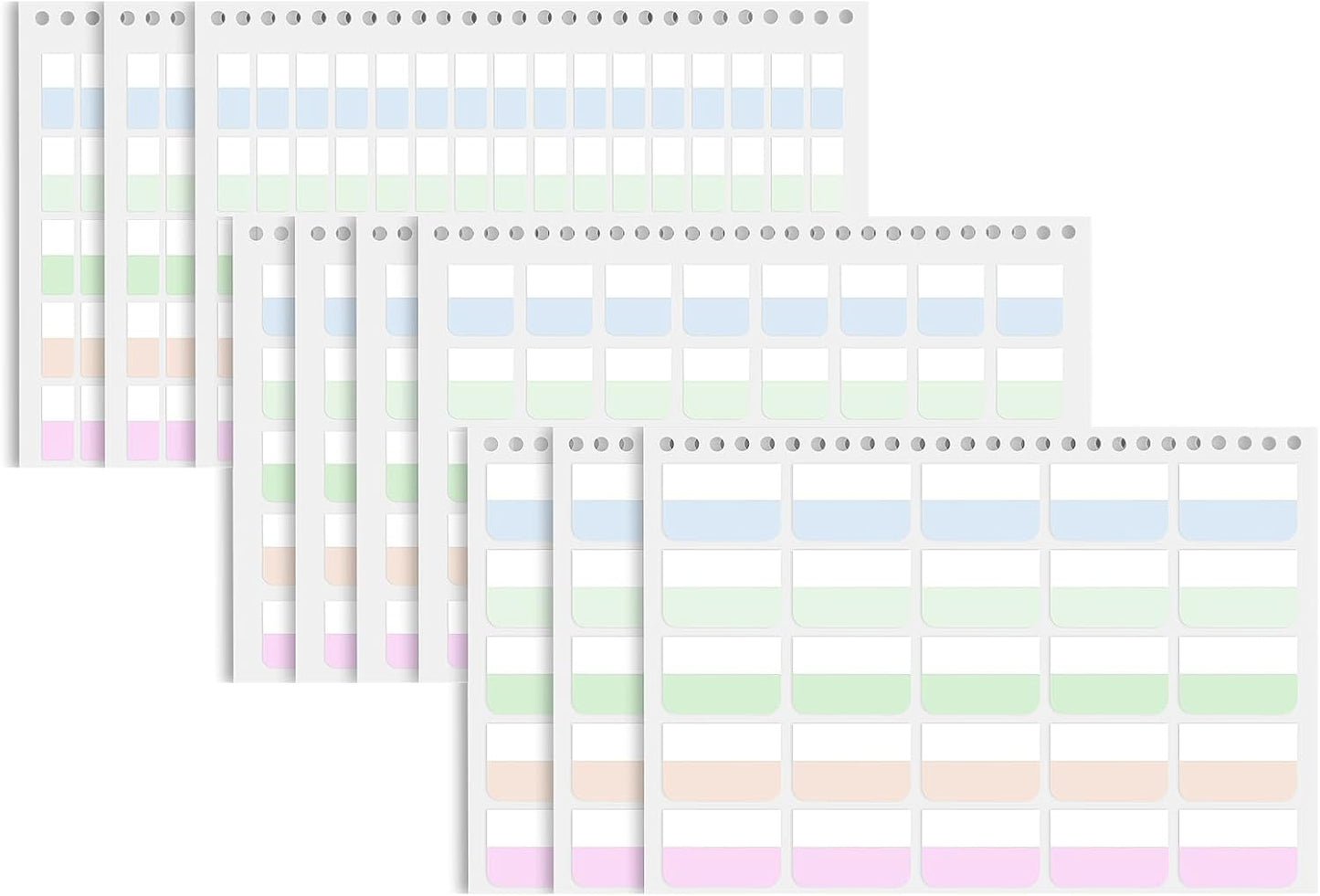 475 PCS Sticky Tabs, 10 Sheets, 3 Sizes Divider Tabs Stickers, Writable Index Tabs, Repositionable Tape Flags for Books, Binders and File Folders