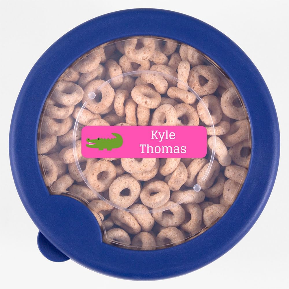 Name Bubbles - Custom Small Rectangle Name Labels for Kids (64 Labels) - Personalized Waterproof Name Stickers for Daycare, Lunch Boxes, Water Bottles, Shoes, School Supplies, & Camp (Alligator)