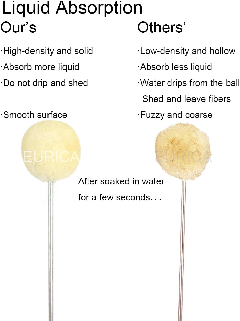 Wool Daubers Leather Dye Leather Tool Wool Balls Brush Leathercraft Tools and Supplies Leather Crafting Tools Leather Craft Sponge Daubers with Metal Handle for DIY Crafts Projects Shoe Polish (100)